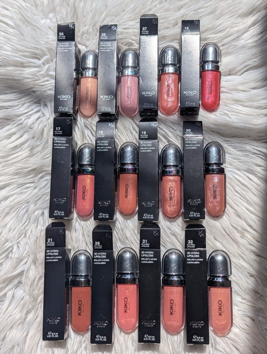 KIKO Milano 3D Hydra Lip Gloss 12pcs Set – High Shine Hydrating Non-Sticky Lip Gloss | Made in Italy JZCosmetics.com