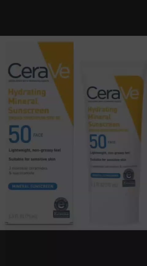 CeraVe Hydrating Mineral Sunscreen SPF 50 (88ml) – 100% Mineral UV Protection