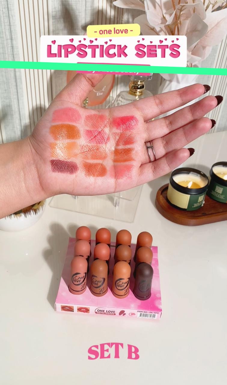 One Love 12pcs Matte Lipstick Set | Ultra-Matte, Long-Lasting & Highly Pigmented Lipsticks | 2 Settings Available | Smooth & Non-Drying Formula