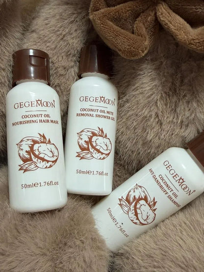 GegeMoon 3-In-1 Hair Care Travel Kit – Shampoo, Shower Gel & Hair Mask | Coconut & Perfume Variants | Hydrating & Nourishing Mini Travel Set JZCosmetics.com