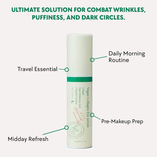 AXIS-Y Vegan Collagen Eye Serum 10ml | Anti-Aging, Brightening & Firming Under-Eye Treatment | Dark Circles & Fine Lines Care JZ Cosmetics