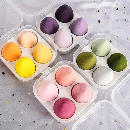 4PCS Makeup Sponges with Storage Case | Soft Beauty Blenders for Foundation, Concealer & Powder | Multicolor | Reusable & Easy to Clean