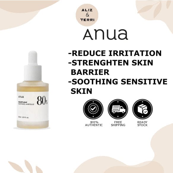 ANUA Heartleaf 80% Moisture Soothing Ampoule | Calming & Hydrating | Redness Relief | Lightweight Daily Skin Soother | 30ml | Made in Korea JZCosmetics.com