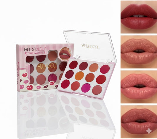 Huda Moji 12 Colors Lip Cream Palette – Long-Lasting, Smooth & Vibrant Matte Lip Colors | Makeup Collection