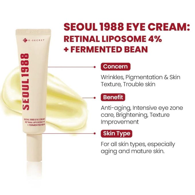 K-Secret Seoul 1988 Eye Cream 30ml | Retinal Liposome 4 + Fermented Bean JZ Cosmetics