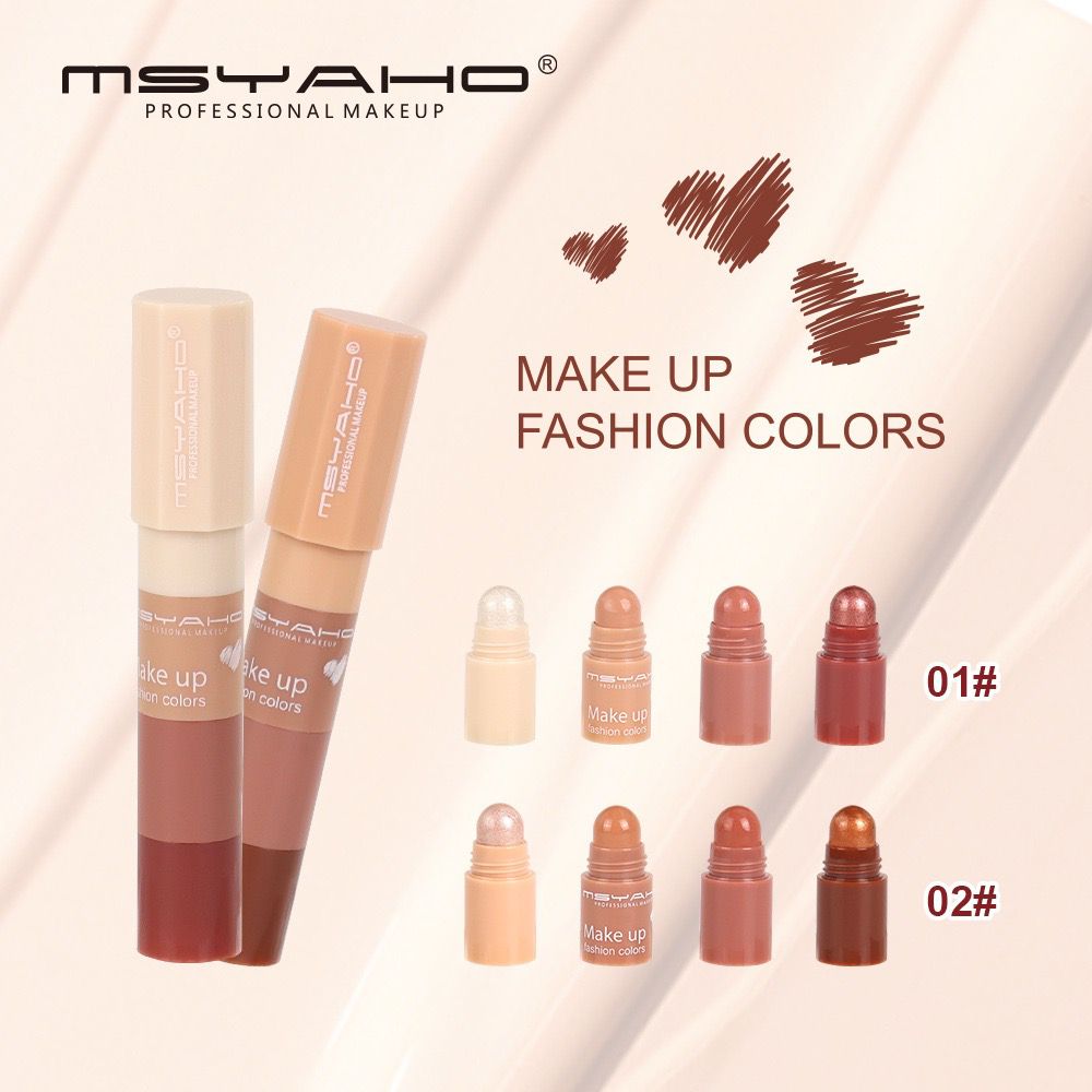 Msyaho 4in1 Highlighter & Contour Stick | Multi-Functional Contour, Blush, Highlighter & Concealer | Easy Blend Cream Formula | Face Sculpting Makeup Stick