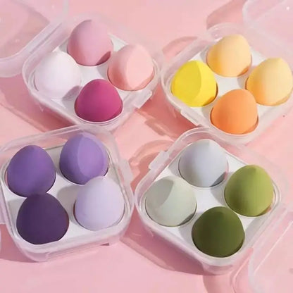 4PCS Makeup Sponges with Storage Case | Soft Beauty Blenders for Foundation, Concealer & Powder | Multicolor | Reusable & Easy to Clean