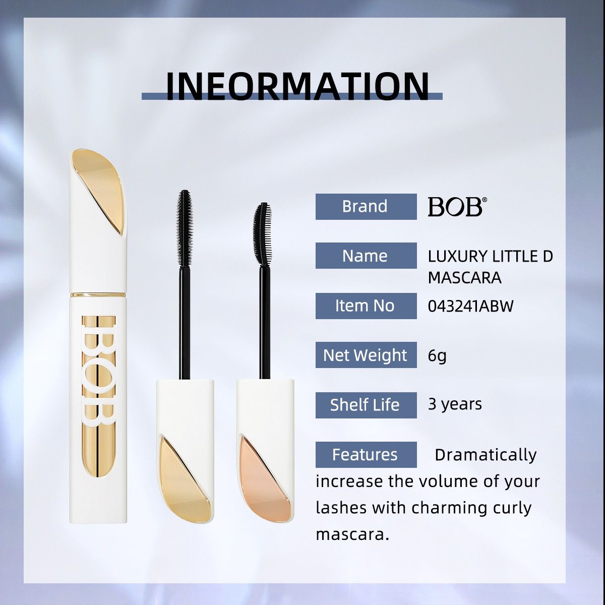 BOB Lengthening & Lush Mascara – Volumizing, Curling & Long-Lasting Smudge-Proof Formula for Defined, Fuller Lashes