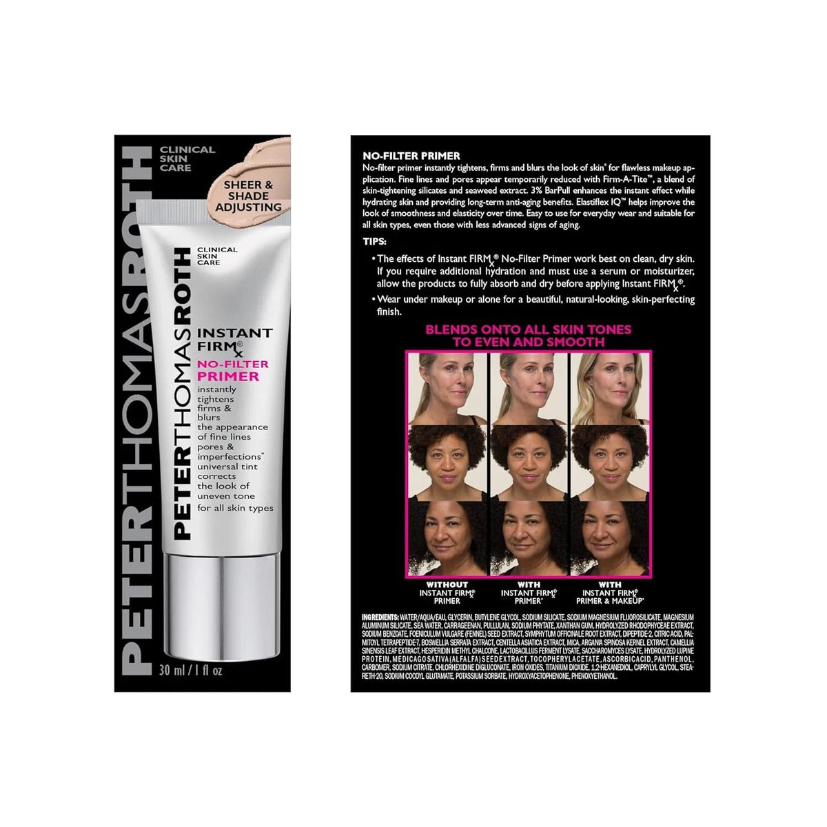 Peter Thomas Roth Instant FirmX No Filter Primer 30ml | Instant Tightening & Blurring Primer | Pore Minimizing, Anti-Aging & Long-Lasting Smooth Finish | Made in USA
