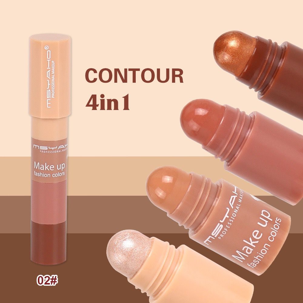 Msyaho 4in1 Highlighter & Contour Stick | Multi-Functional Contour, Blush, Highlighter & Concealer | Easy Blend Cream Formula | Face Sculpting Makeup Stick