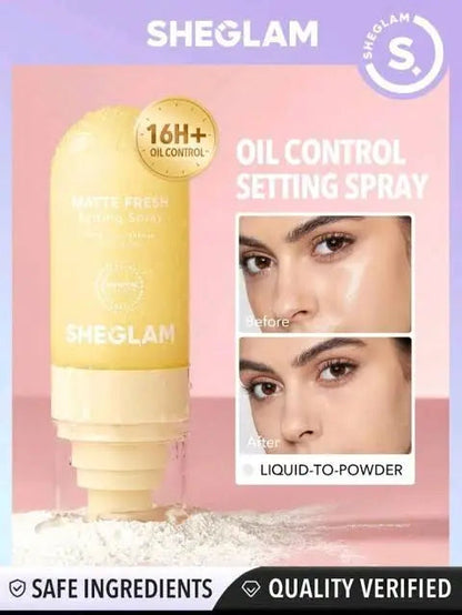 SHEGLAM Matte Fresh Liquid-to-Powder Setting Spray | Ultra Matte Finish | Long-Lasting Oil Control | Authentic JZCosmetics.com