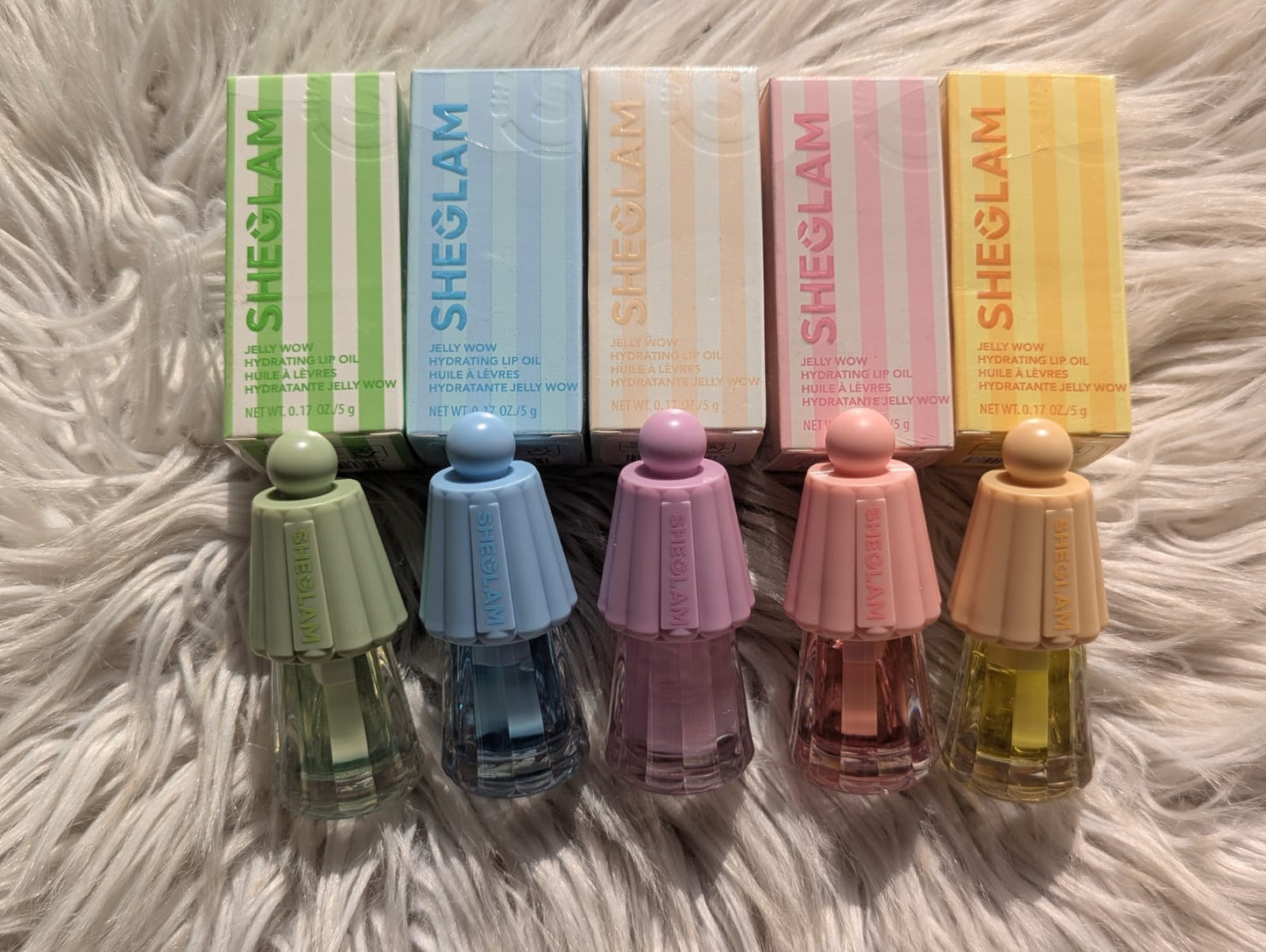 SHEGLAM Jelly Wow Hydrating Lip Oil – 5pcs Set | Ultra-Glossy Moisturizing Lip Care | Non-Sticky & Nourishing Formula JZ Cosmetics