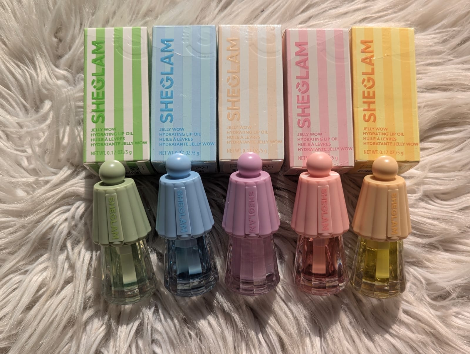 SHEGLAM Jelly Wow Hydrating Lip Oil – 5pcs Set | Ultra-Glossy Moisturizing Lip Care | Non-Sticky & Nourishing Formula JZ Cosmetics