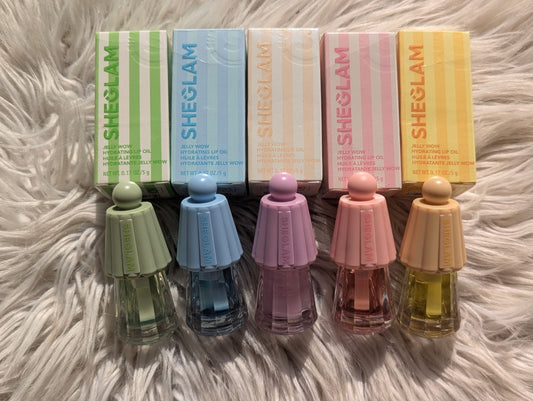 SHEGLAM Jelly Wow Hydrating Lip Oil – 5pcs Set | Ultra-Glossy Moisturizing Lip Care | Non-Sticky & Nourishing Formula