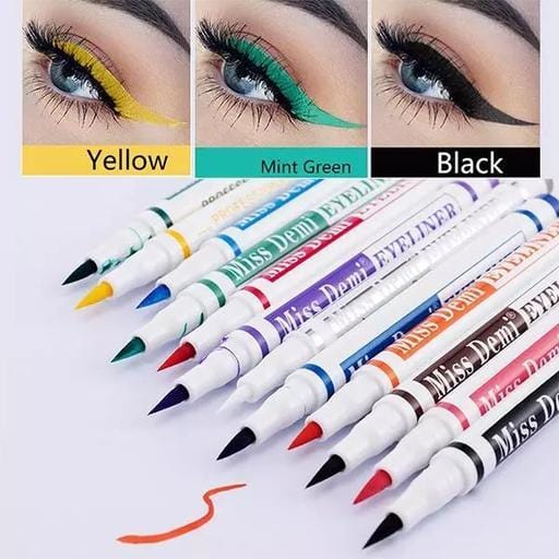 Miss Demi 12-in-1 Marker Eyeliner Set | Waterproof • Smudge-Proof • Ultra-Pigmented Colors | Pack of 12