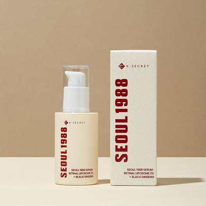 K-Secret Seoul 1988 Retinol & Black Ginseng Serum 30ml | Anti-Aging, Firming & Brightening Face Serum | Made in Korea JZ Cosmetics