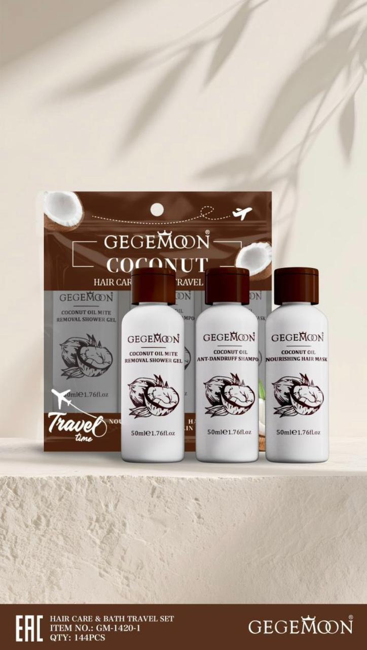 GegeMoon 3-In-1 Hair Care Travel Kit – Shampoo, Shower Gel & Hair Mask | Coconut & Perfume Variants | Hydrating & Nourishing Mini Travel Set JZCosmetics.com