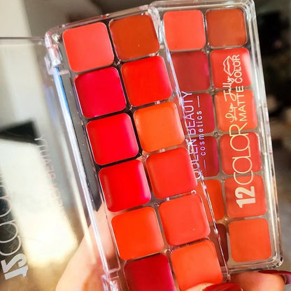 Love Queen 12-Color Lip Palette | Creamy Long-Lasting Lip Colors | Smooth, Blendable & Multi-Use Lip Palette