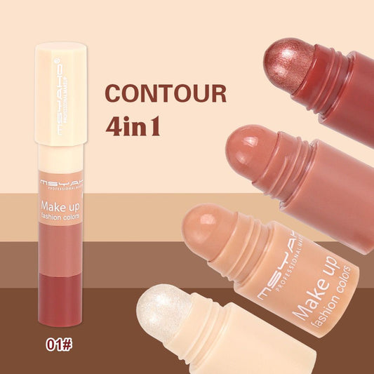 Msyaho 4in1 Highlighter & Contour Stick | Multi-Functional Contour, Blush, Highlighter & Concealer | Easy Blend Cream Formula | Face Sculpting Makeup Stick