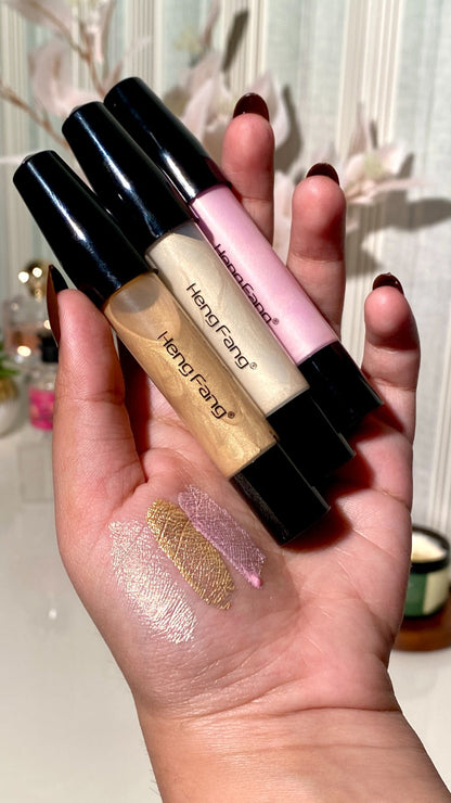 Heng Fang 3 Pcs Holographic Highlighter Set | Multi-Shade Glow Kit | Ultra-Shiny, Smooth & Long-Lasting Illuminators JZ Cosmetics