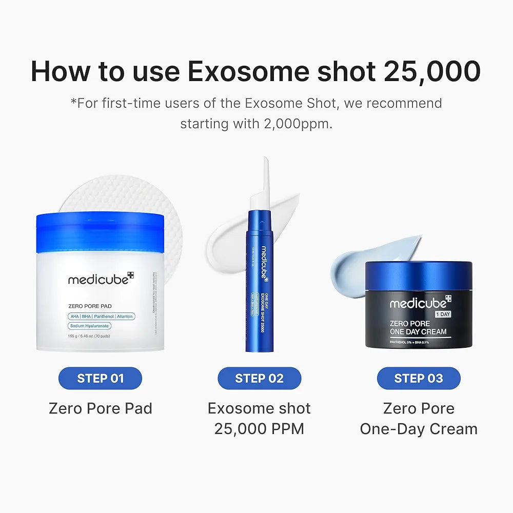 MEDICUBE One Day Exosome Shot Pore Ampoule 25000 – 13ml | Tight Pores • Smooth Texture • Fast Absorption • Korean Skincare