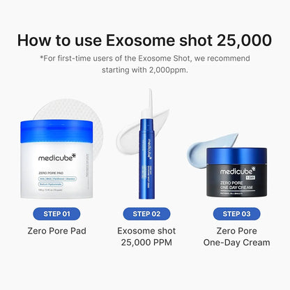 MEDICUBE One Day Exosome Shot Pore Ampoule 25000 – 13ml | Tight Pores • Smooth Texture • Fast Absorption • Korean Skincare