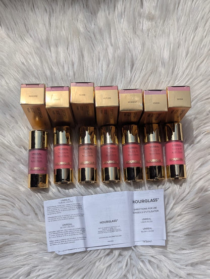 Hourglass Unreal Liquid Blush 7pcs Set | Lightweight Liquid Formula | Natural Flush & Dewy Finish | Long-Lasting & Blendable | Made in Korea
