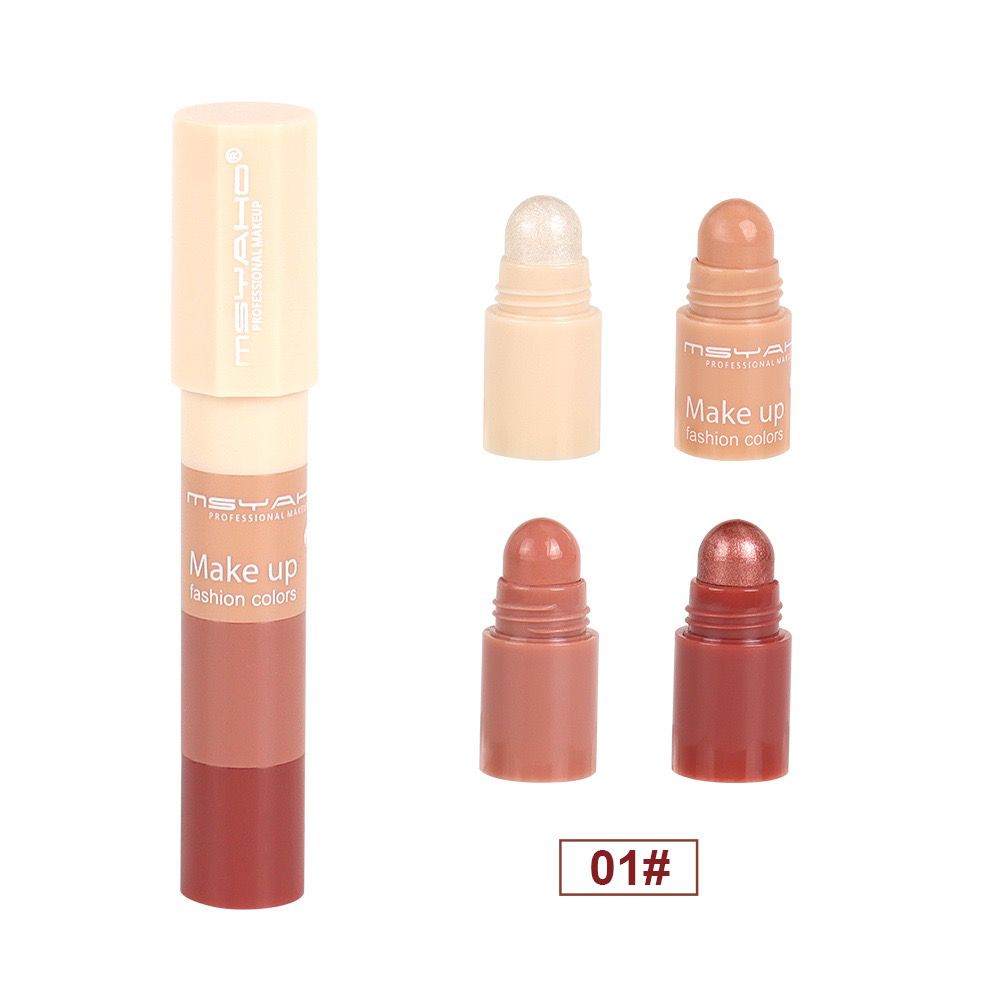 Msyaho 4in1 Highlighter & Contour Stick | Multi-Functional Contour, Blush, Highlighter & Concealer | Easy Blend Cream Formula | Face Sculpting Makeup Stick