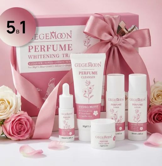 Gege Moon 5pcs Whitening Travel Set – Brightening Skincare Kit for Glowing, Spotless & Hydrated Skin