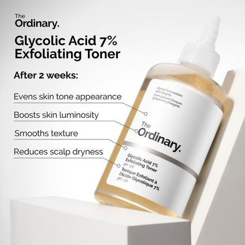 Glycolic Acid 7% Exfoliating Toning Solution 240ml | Skin Smoothing, Brightening & Radiance Boosting Toner JZ Cosmetics