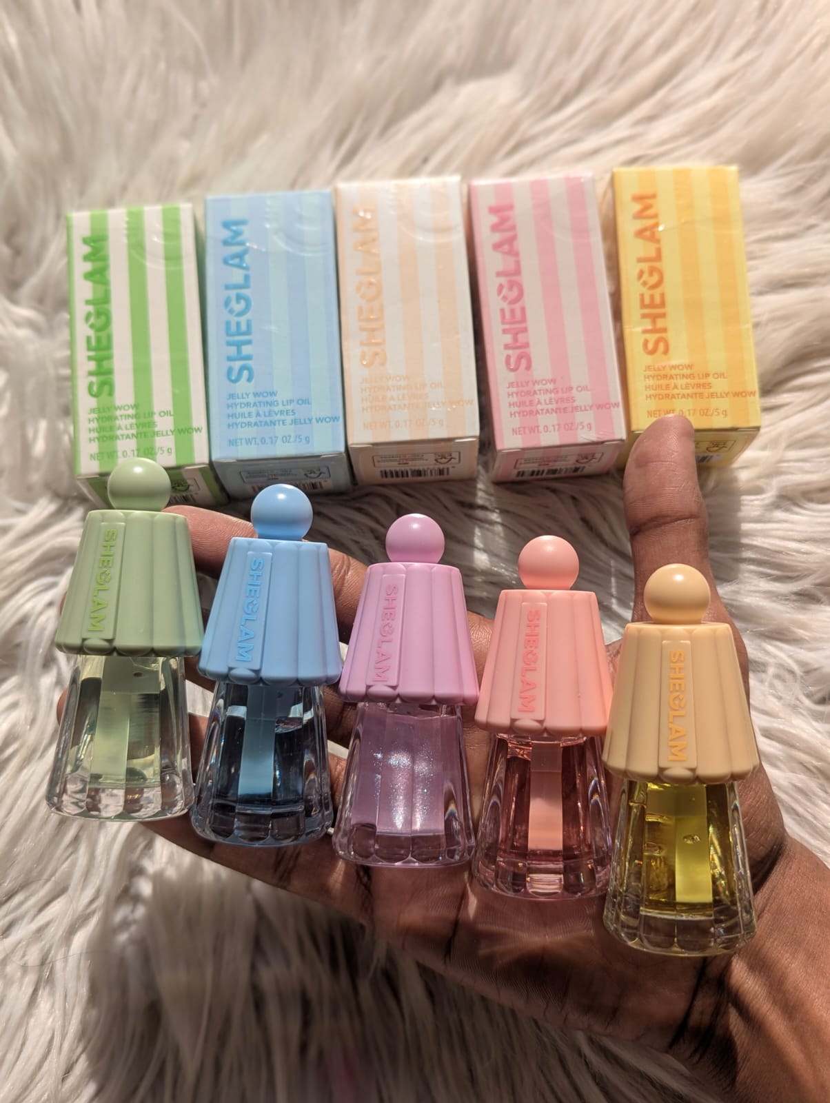 SHEGLAM Jelly Wow Hydrating Lip Oil – 5pcs Set | Ultra-Glossy Moisturizing Lip Care | Non-Sticky & Nourishing Formula JZ Cosmetics