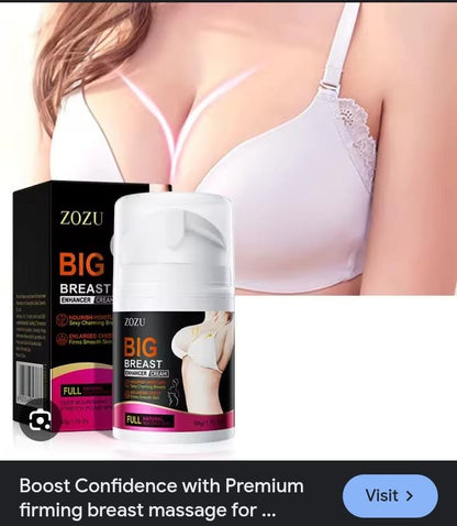 ZOZU Big Breast Enhancer Cream | Firming, Lifting & Volumizing Bust Cream | Natural Herbal Formula for Fuller & Tighter Breasts