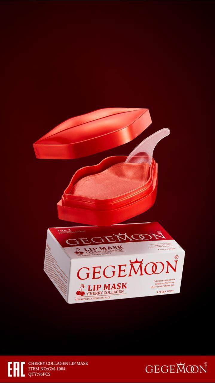 Gegemoon Cherry Collagen Lip Mask 20pcs | Hydrating & Plumping Lip Treatment | Cherry Extract + Collagen Repair | Soft, Smooth & Pink Lips | Overnight Moisturizing Lip Care