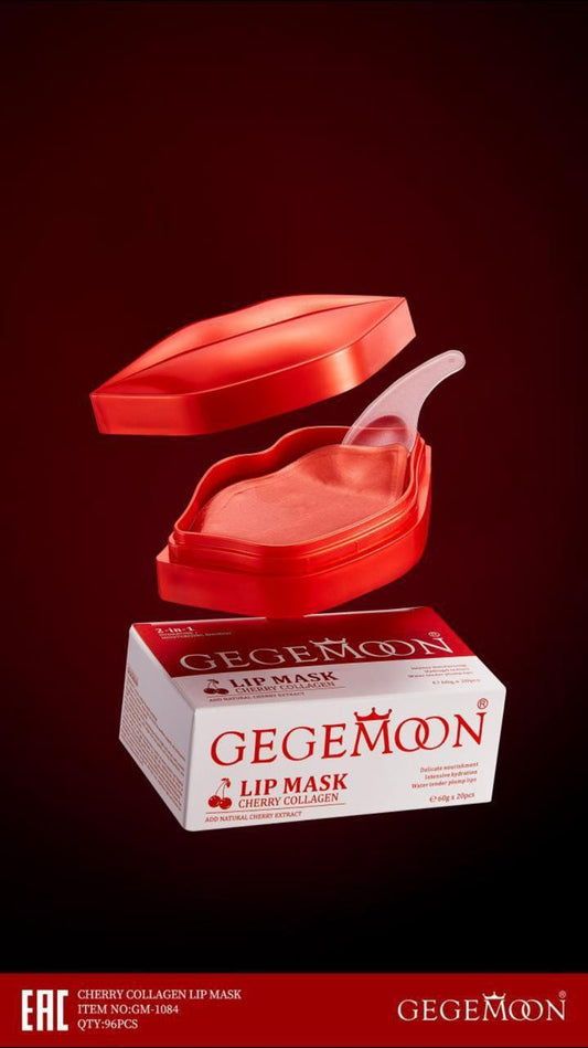Gegemoon Cherry Collagen Lip Mask 20pcs | Hydrating & Plumping Lip Treatment | Cherry Extract + Collagen Repair | Soft, Smooth & Pink Lips | Overnight Moisturizing Lip Care