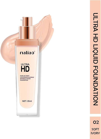 Maliao Ultra HD Invisible Cover Foundation | Full Coverage, Flawless Matte Finish | Lightweight, Long-Lasting & Natural Look | Face Makeup Base