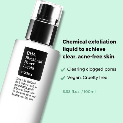 COSRX BHA Blackhead Power Liquid 100ml | 4% BHA Exfoliating Serum | Clears Blackheads, Minimizes Pores & Smooths Skin JZ Cosmetics