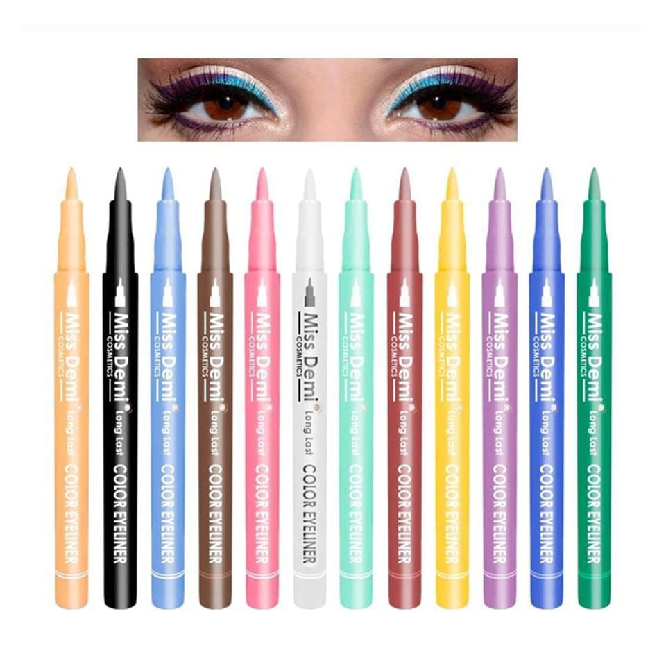 Miss Demi 12-in-1 Marker Eyeliner Set | Waterproof • Smudge-Proof • Ultra-Pigmented Colors | Pack of 12
