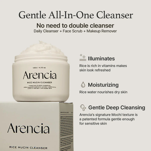 Arencia Fresh Green Rice Mochi Cleanser 120g – Gentle Deep Cleansing Face Wash for Hydrating, Brightening & Soft Skin | Korean Skincare JZ Cosmetics