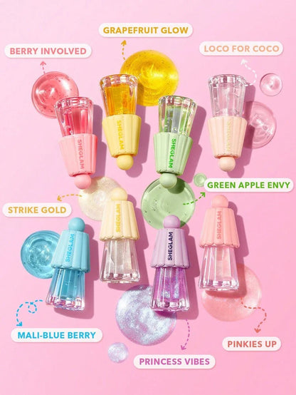 SHEGLAM Jelly Wow Hydrating Lip Oil – 5pcs Set | Ultra-Glossy Moisturizing Lip Care | Non-Sticky & Nourishing Formula JZ Cosmetics