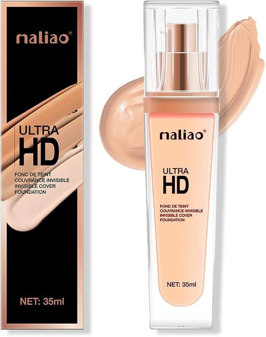 Maliao Ultra HD Invisible Cover Foundation | Full Coverage, Flawless Matte Finish | Lightweight, Long-Lasting & Natural Look | Face Makeup Base