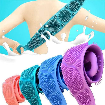 Silicone Body Scrubber Bath Belt – Double-Sided Exfoliating Back Scrubber JZCosmetics.com