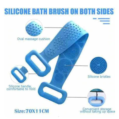 Silicone Body Scrubber Bath Belt – Double-Sided Exfoliating Back Scrubber JZCosmetics.com
