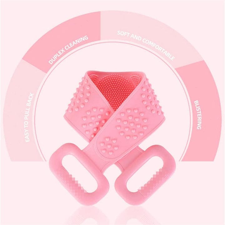 Silicone Body Scrubber Bath Belt – Double-Sided Exfoliating Back Scrubber JZCosmetics.com
