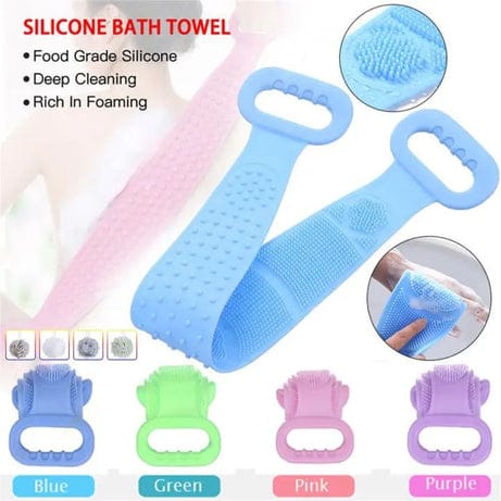 Silicone Body Scrubber Bath Belt – Double-Sided Exfoliating Back Scrubber JZCosmetics.com