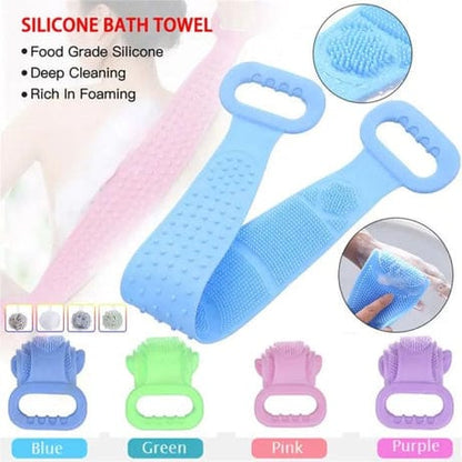 Silicone Body Scrubber Bath Belt – Double-Sided Exfoliating Back Scrubber JZCosmetics.com